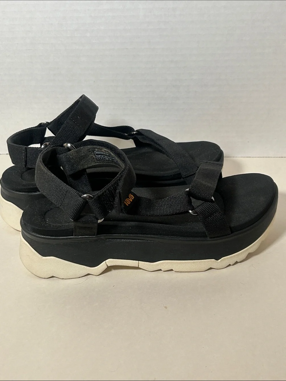 Teva Black Platform Sandals with Cream Sole